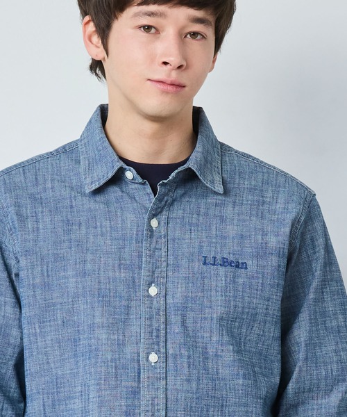 L.L.Bean（エルエルビーン）の「コンフォート・ストレッチ・シャンブレー・シャツ、長袖 ジャパン・フィット（シャツ/ブラウス・メンズ・ホワイト/ダークインディゴブルー/インディゴブルー・X-LARGE/LARGE/MEDIUM）」の7枚目の写真