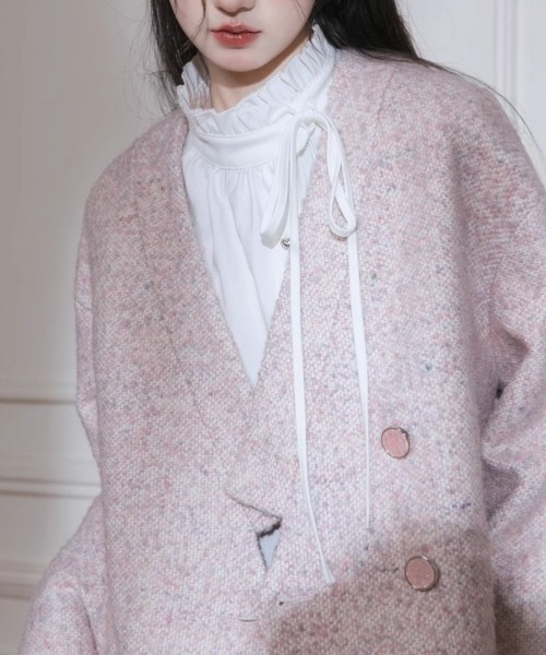 gossip!ロサンゼルス(ゴシップロサンゼルス)の「ヴィンテージ風 フリル付き長袖シャツ 通勤&カジュアル デイリー&シンプル(シャツ/ブラウス・レディース・ホワイト・FREE)」の8枚目の写真