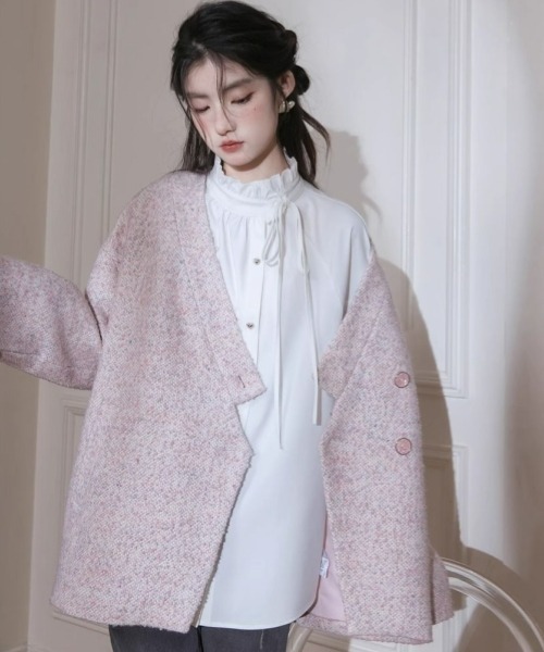 gossip!ロサンゼルス(ゴシップロサンゼルス)の「ヴィンテージ風 フリル付き長袖シャツ 通勤&カジュアル デイリー&シンプル(シャツ/ブラウス・レディース・ホワイト・FREE)」の9枚目の写真