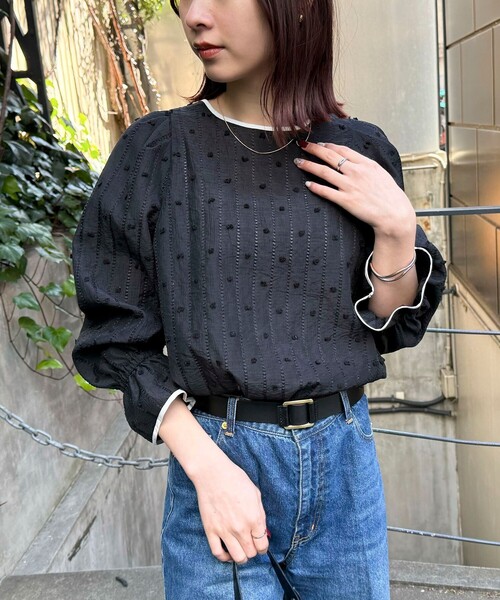 fredy emue（フレディエミュ）の「シアージャガードパイピングブラウス（シャツ/ブラウス・レディース・オフホワイト/ブラック/ライトグレー・38）」の20枚目の写真