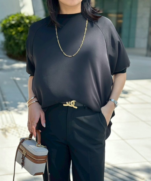 Emma Taylor(エマテイラー)の「バックジップジョーゼットドルマンTブラウス(シャツ/ブラウス・レディース・ブラック/ホワイト・FREE)」の18枚目の写真