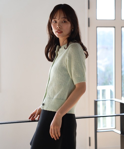 ENC（エンク）の「front black button summer knit cardigan / フロントブラックボタンサマーニットカーディガン（カーディガン/ボレロ・レディース・ダークネイビー/ミント/オフホワイト/チャコールグレー/ライトイエロー/ブラック・FREE）」の10枚目の写真