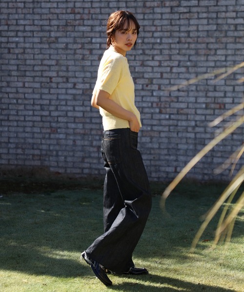 ENC（エンク）の「front black button summer knit cardigan / フロントブラックボタンサマーニットカーディガン（カーディガン/ボレロ・レディース・ダークネイビー/ミント/オフホワイト/チャコールグレー/ライトイエロー/ブラック・FREE）」の18枚目の写真