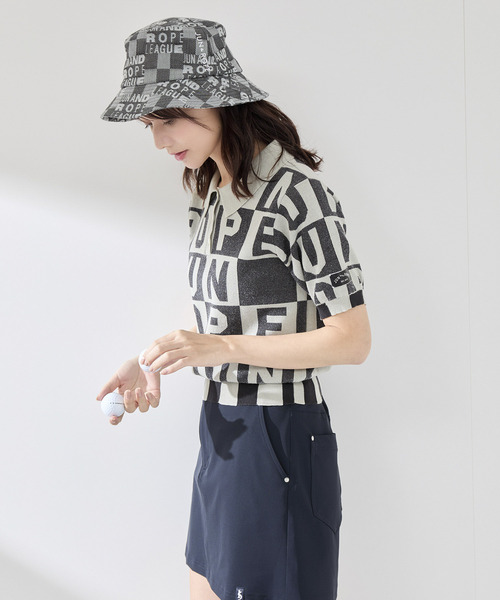 JUN&ROPE'（ジュンアンドロペ）の「ロゴジャカード半袖ニット（ニット/セーター・レディース・ブラック/サックスブルー/イエロー・L/M/S）」の9枚目の写真