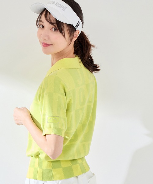 JUN&ROPE'（ジュンアンドロペ）の「ロゴジャカード半袖ニット（ニット/セーター・レディース・ブラック/サックスブルー/イエロー・L/M/S）」の3枚目の写真