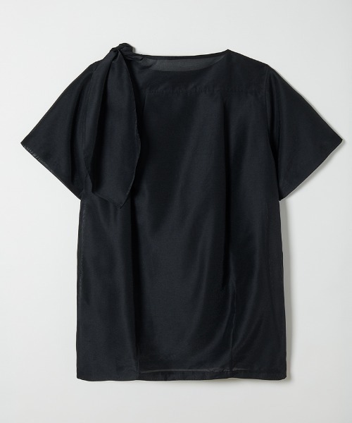leinwande(ラインヴァンド)の「Ribbon Organdy Mini Dress / リボンオーガンジーミニドレス(チュニック・レディース・ブラック/ライム・ONE SIZE)」の5枚目の写真