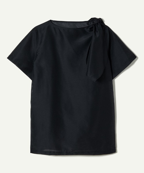 leinwande(ラインヴァンド)の「Ribbon Organdy Mini Dress / リボンオーガンジーミニドレス(チュニック・レディース・ブラック/ライム・ONE SIZE)」の6枚目の写真