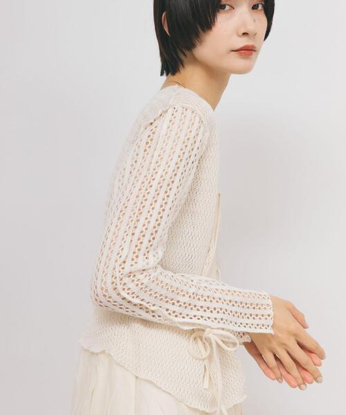 KBF（ケイビーエフ）の「パッチワークメッシュカーディガン（Tシャツ/カットソー・レディース・アイボリー/ブラック・ONE）」の10枚目の写真