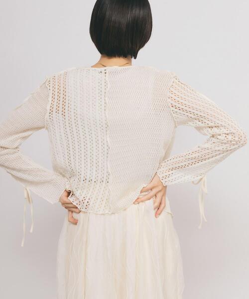 KBF（ケイビーエフ）の「パッチワークメッシュカーディガン（Tシャツ/カットソー・レディース・アイボリー/ブラック・ONE）」の8枚目の写真