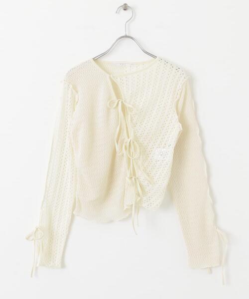 KBF（ケイビーエフ）の「パッチワークメッシュカーディガン（Tシャツ/カットソー・レディース・アイボリー/ブラック・ONE）」の18枚目の写真