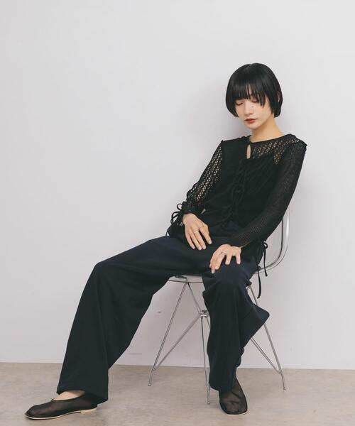 KBF（ケイビーエフ）の「パッチワークメッシュカーディガン（Tシャツ/カットソー・レディース・アイボリー/ブラック・ONE）」の12枚目の写真