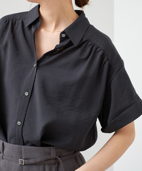 Spick & Span ブラックシャツワンピース 半袖 Spick & Span 黒 半袖シャツワンピース - メルカリ