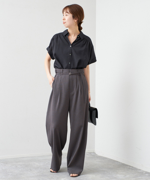 Spick & Span(スピックアンドスパン)の「ソフトローンギャザー半袖シャツ(シャツ/ブラウス・レディース・ブラック/オレンジ/ホワイト・FREE)」の4枚目の写真