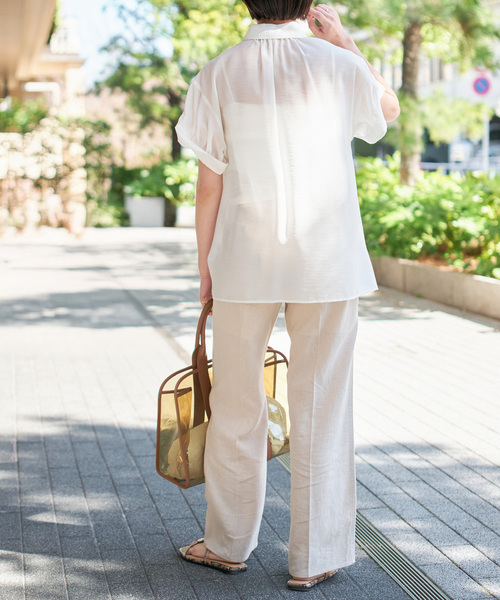 Spick & Span(スピックアンドスパン)の「ソフトローンギャザー半袖シャツ(シャツ/ブラウス・レディース・ブラック/オレンジ/ホワイト・FREE)」の16枚目の写真