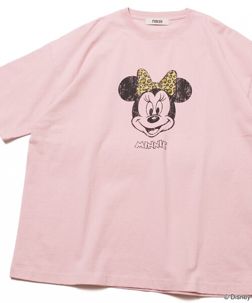 Disney（ディズニー）の「PUBLUX/パブリュクス 別注 MINNIE FACEプリントTシャツ(限定展開)（Tシャツ/カットソー・メンズ・ピンク/ブラック/ホワイト・SMALL/LARGE/MEDIUM）」の4枚目の写真