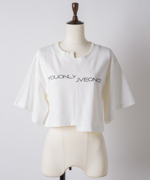 VIOLETTA(ヴィオレッタ)の「ピグメント加工風クロップドTシャツ(Tシャツ/カットソー・レディース・ホワイト/ライトブルー/グレー・FREE)」の14枚目の写真