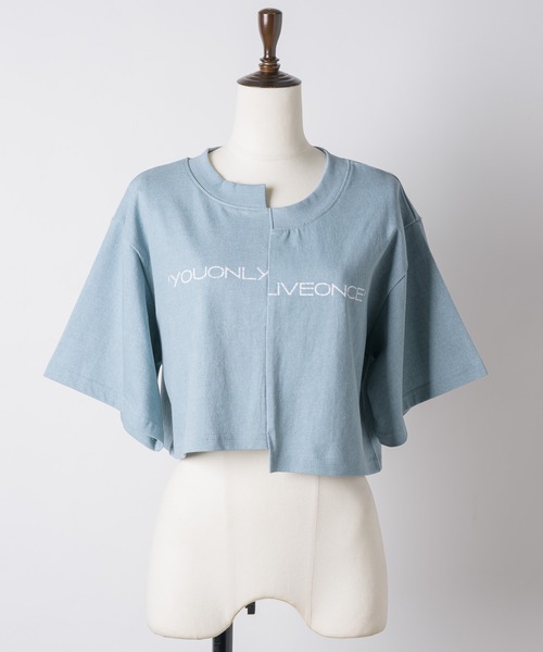 VIOLETTA(ヴィオレッタ)の「ピグメント加工風クロップドTシャツ(Tシャツ/カットソー・レディース・ホワイト/ライトブルー/グレー・FREE)」の15枚目の写真