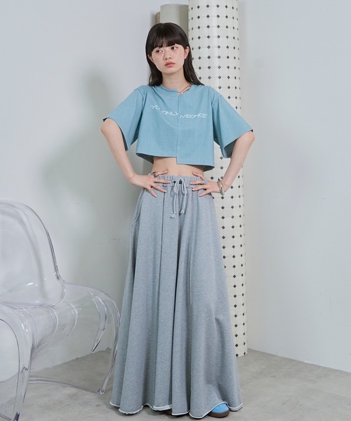 VIOLETTA(ヴィオレッタ)の「ピグメント加工風クロップドTシャツ(Tシャツ/カットソー・レディース・ホワイト/ライトブルー/グレー・FREE)」の8枚目の写真