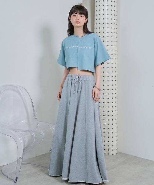 VIOLETTA（ヴィオレッタ）の「ピグメント加工風クロップドTシャツ（Tシャツ/カットソー・レディース・ホワイト/ライトブルー/グレー・FREE）」の11枚目の写真