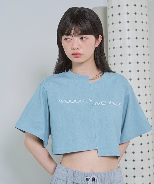 VIOLETTA(ヴィオレッタ)の「ピグメント加工風クロップドTシャツ(Tシャツ/カットソー・レディース・ホワイト/ライトブルー/グレー・FREE)」の12枚目の写真