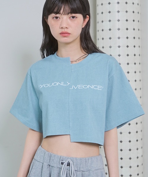 VIOLETTA(ヴィオレッタ)の「ピグメント加工風クロップドTシャツ(Tシャツ/カットソー・レディース・ホワイト/ライトブルー/グレー・FREE)」の7枚目の写真