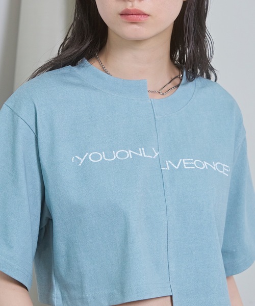 VIOLETTA(ヴィオレッタ)の「ピグメント加工風クロップドTシャツ(Tシャツ/カットソー・レディース・ホワイト/ライトブルー/グレー・FREE)」の13枚目の写真