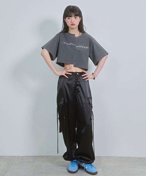 VIOLETTA（ヴィオレッタ）の「ピグメント加工風クロップドTシャツ（Tシャツ/カットソー・レディース・ホワイト/ライトブルー/グレー・FREE）」の15枚目の写真