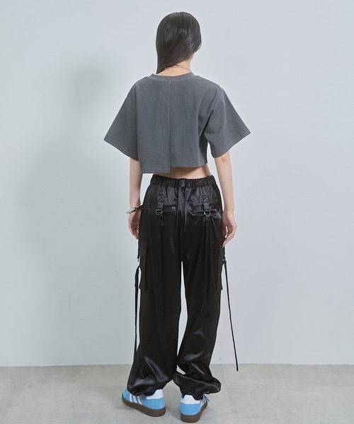 VIOLETTA（ヴィオレッタ）の「ピグメント加工風クロップドTシャツ（Tシャツ/カットソー・レディース・ホワイト/ライトブルー/グレー・FREE）」の18枚目の写真