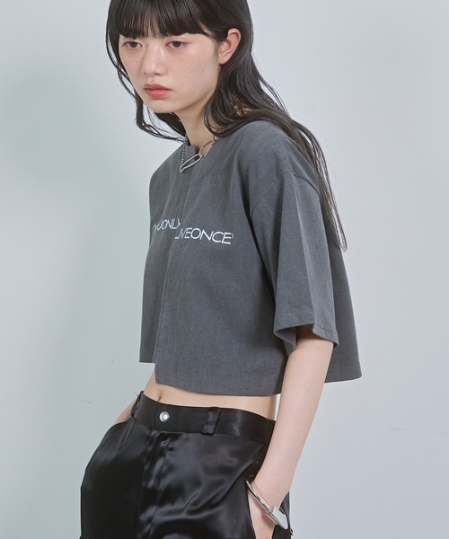 VIOLETTA（ヴィオレッタ）の「ピグメント加工風クロップドTシャツ（Tシャツ/カットソー・レディース・ホワイト/ライトブルー/グレー・FREE）」の14枚目の写真