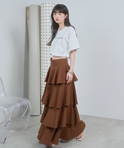 VIOLETTA（ヴィオレッタ）の「ピグメント加工風クロップドTシャツ（Tシャツ/カットソー・レディース・ホワイト/ライトブルー/グレー・FREE）」の9枚目の写真