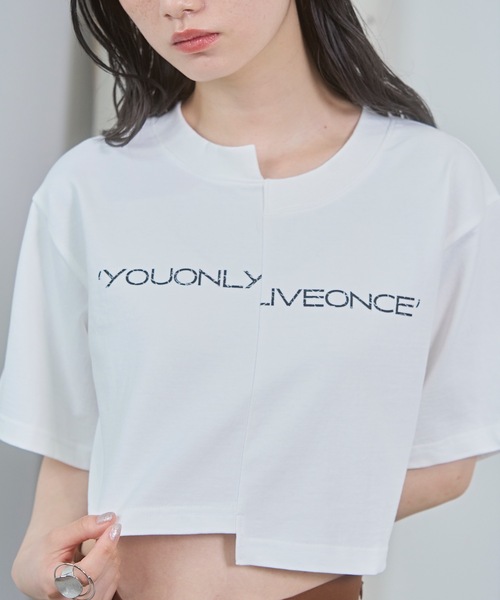 VIOLETTA（ヴィオレッタ）の「ピグメント加工風クロップドTシャツ（Tシャツ/カットソー・レディース・ホワイト/ライトブルー/グレー・FREE）」の8枚目の写真