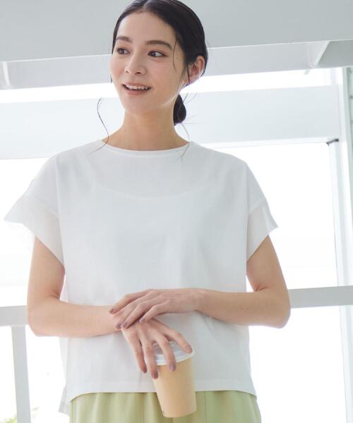 Dessin(デッサン)の「【シリーズ累計8万枚!選べる5サイズ/6色展開/洗える】美光沢カットソー【オンにもオフにもちょうどいい】(Tシャツ/カットソー・レディース・グリーン系/ナチュラル/ホワイト系/ブラック/サックスブルー/ブラウン系その他/ライトイエロー系/ネイビー・00/01/02/03/04)」の3枚目の写真