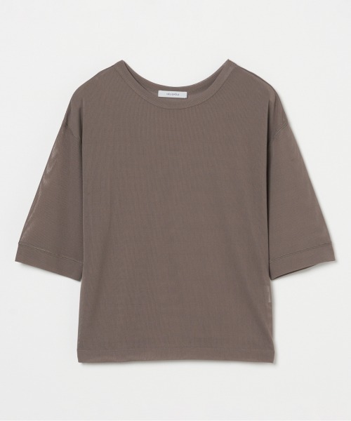 HELIOPOLE（エリオポール）の「SHEER STRIPE TEE（Tシャツ/カットソー・レディース・ダークブラウン/ホワイト/ブラック・38）」の3枚目の写真