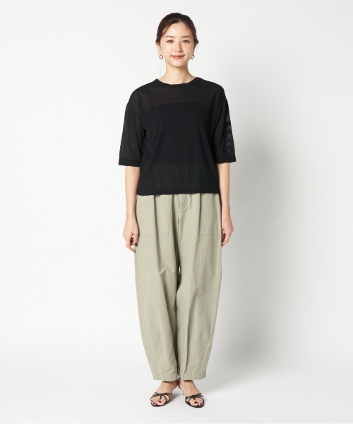 HELIOPOLE（エリオポール）の「SHEER STRIPE TEE（Tシャツ/カットソー・レディース・ダークブラウン/ホワイト/ブラック・38）」の9枚目の写真