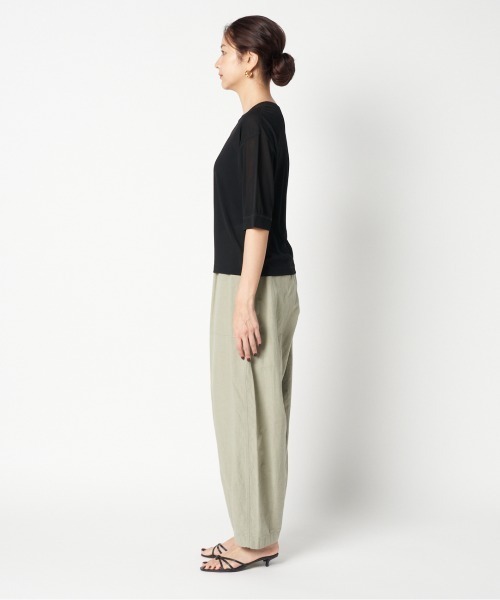 HELIOPOLE（エリオポール）の「SHEER STRIPE TEE（Tシャツ/カットソー・レディース・ダークブラウン/ホワイト/ブラック・38）」の10枚目の写真