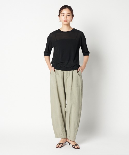 HELIOPOLE（エリオポール）の「SHEER STRIPE TEE（Tシャツ/カットソー・レディース・ダークブラウン/ホワイト/ブラック・38）」の12枚目の写真