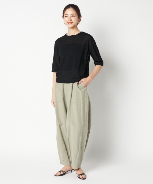 HELIOPOLE（エリオポール）の「SHEER STRIPE TEE（Tシャツ/カットソー・レディース・ダークブラウン/ホワイト/ブラック・38）」の13枚目の写真