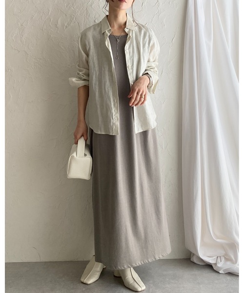 She's Closet(シーズクローゼット)の「タックフレンチスリーブロング丈AラインボリュームフレアTシャツワンピース(ワンピース・レディース・ダークブルー/ブラック/グレイッシュベージュ・FREE)」の12枚目の写真