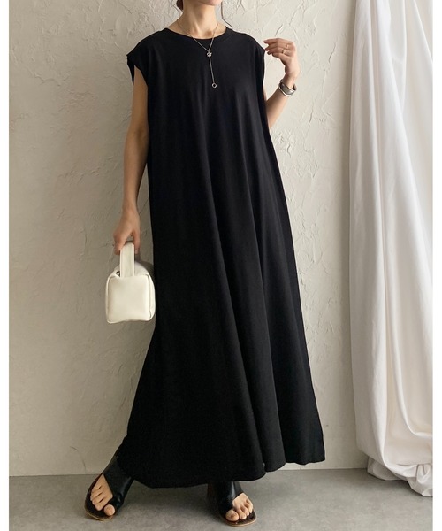 [未使用]PLEATS PLEASE 襟なしフレンチスリーブロングワンピース茶色 PLEATS PLEASE ISSEY MIYAKE. プリーツプリーズイッセイミヤケ