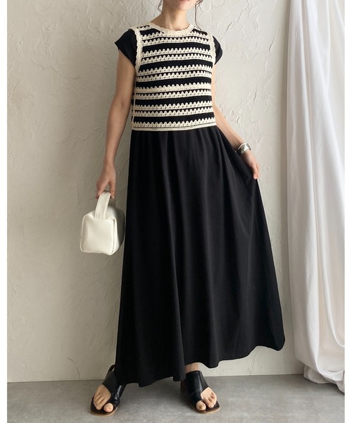 She's Closet(シーズクローゼット)の「タックフレンチスリーブロング丈AラインボリュームフレアTシャツワンピース(ワンピース・レディース・ダークブルー/ブラック/グレイッシュベージュ・FREE)」の22枚目の写真