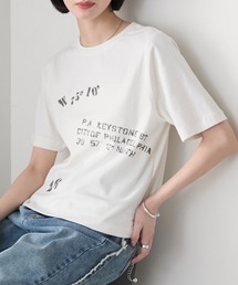 【forksy.】ステンシルデザイン グラフィックプリント 半袖Tシャツ