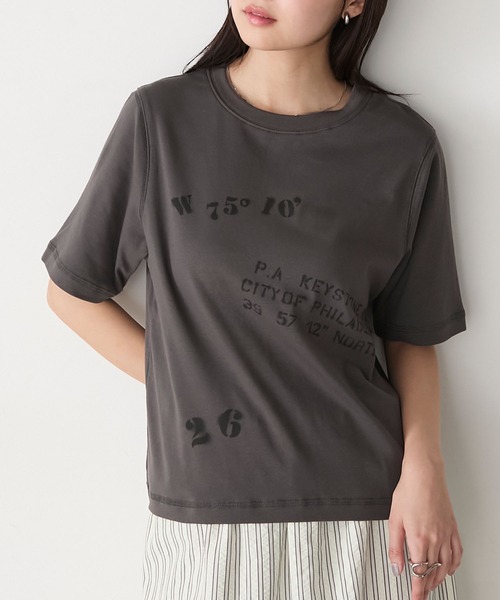 forksy.】ステンシルデザイン グラフィックプリント 半袖Tシャツ（T