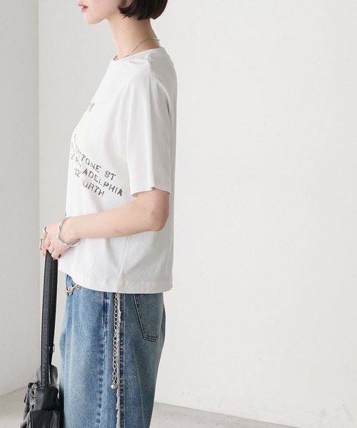 forksy.】ステンシルデザイン グラフィックプリント 半袖Tシャツ