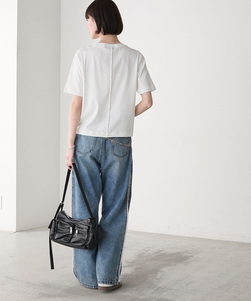 forksy.(フォルクシー)の「【forksy.】ステンシルデザイン グラフィックプリント 半袖Tシャツ(Tシャツ/カットソー・レディース・チャコール/ベージュ/オフホワイト・FREE)」の11枚目の写真