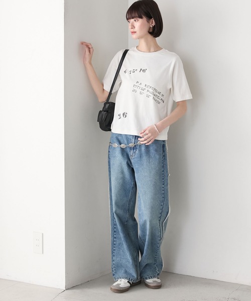 forksy.(フォルクシー)の「【forksy.】ステンシルデザイン グラフィックプリント 半袖Tシャツ(Tシャツ/カットソー・レディース・チャコール/ベージュ/オフホワイト・FREE)」の12枚目の写真