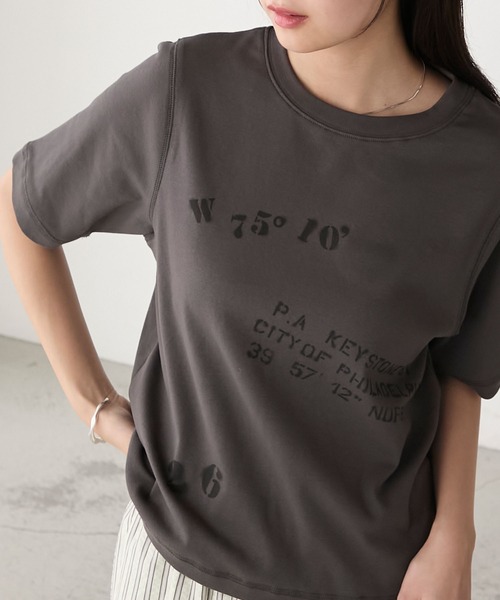 forksy.】ステンシルデザイン グラフィックプリント 半袖Tシャツ