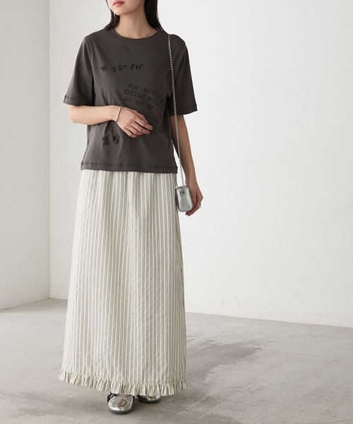 forksy.(フォルクシー)の「【forksy.】ステンシルデザイン グラフィックプリント 半袖Tシャツ(Tシャツ/カットソー・レディース・チャコール/ベージュ/オフホワイト・FREE)」の20枚目の写真