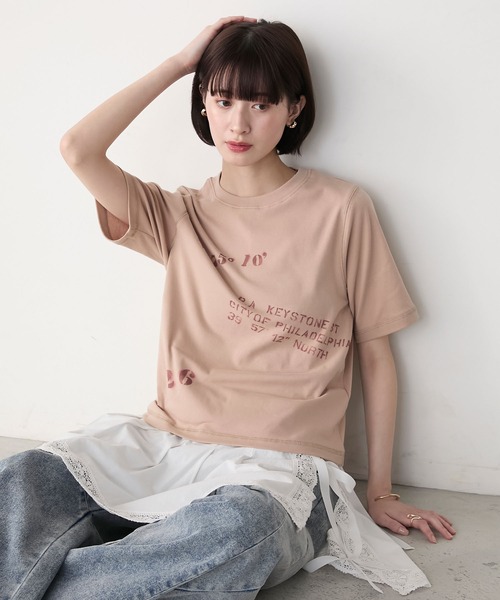 forksy.】ステンシルデザイン グラフィックプリント 半袖Tシャツ