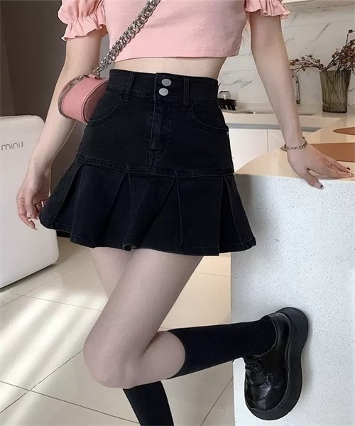 FREE STYLISTS(フリー スタイリスト)の「裾切替プリーツデニムミニスカート(デニムスカート・レディース・ブラック/ライトブルー/ブルー・L/XS/S/M/XL)」の21枚目の写真