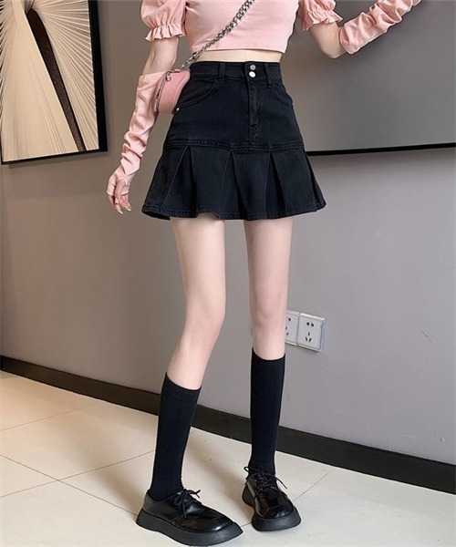FREE STYLISTS(フリー スタイリスト)の「裾切替プリーツデニムミニスカート(デニムスカート・レディース・ブラック/ライトブルー/ブルー・L/XS/S/M/XL)」の22枚目の写真